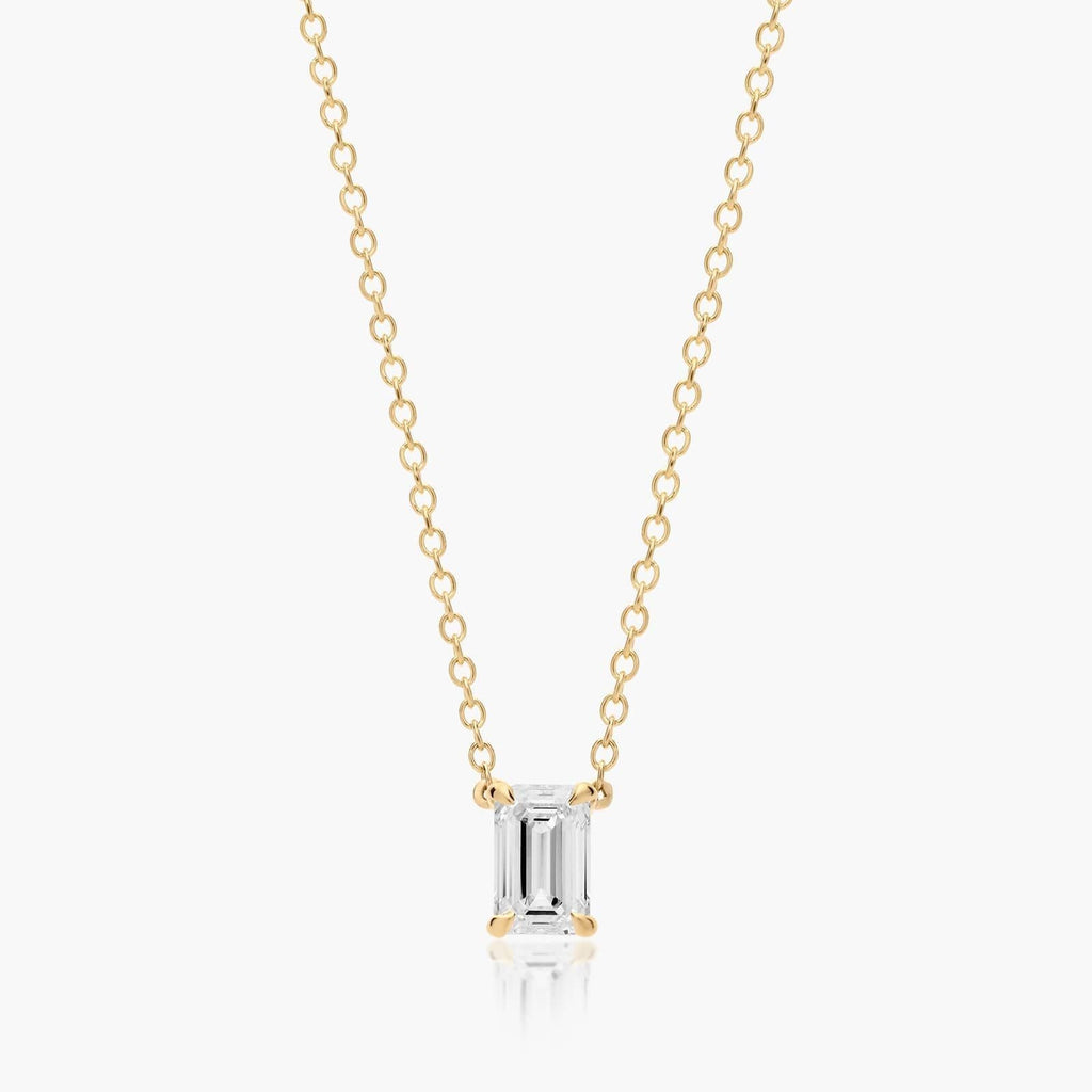 0.25 - 3.00 CT Emerald Cut Moissanite Diamond Solitaire Necklace