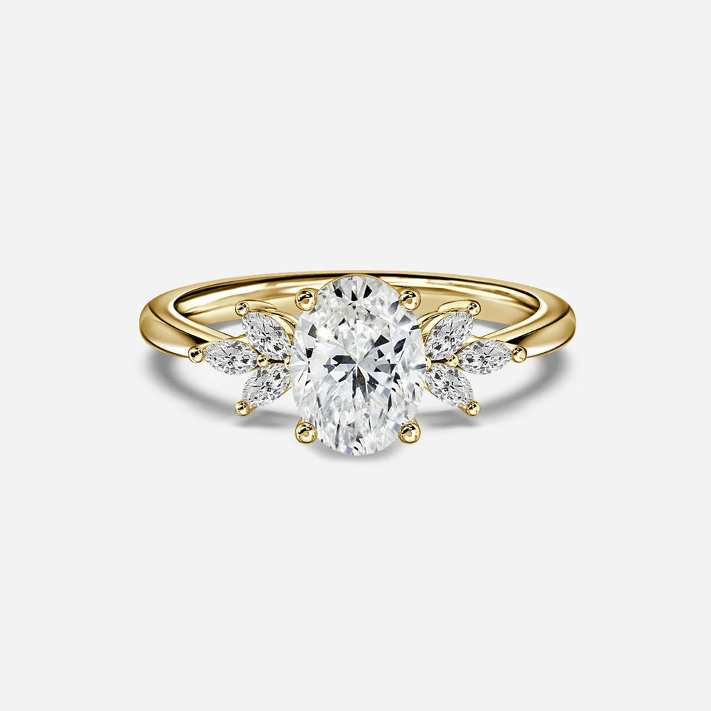 1.6 CT - 2.6 CT Oval Cut Cluster Moissanite Engagement Ring