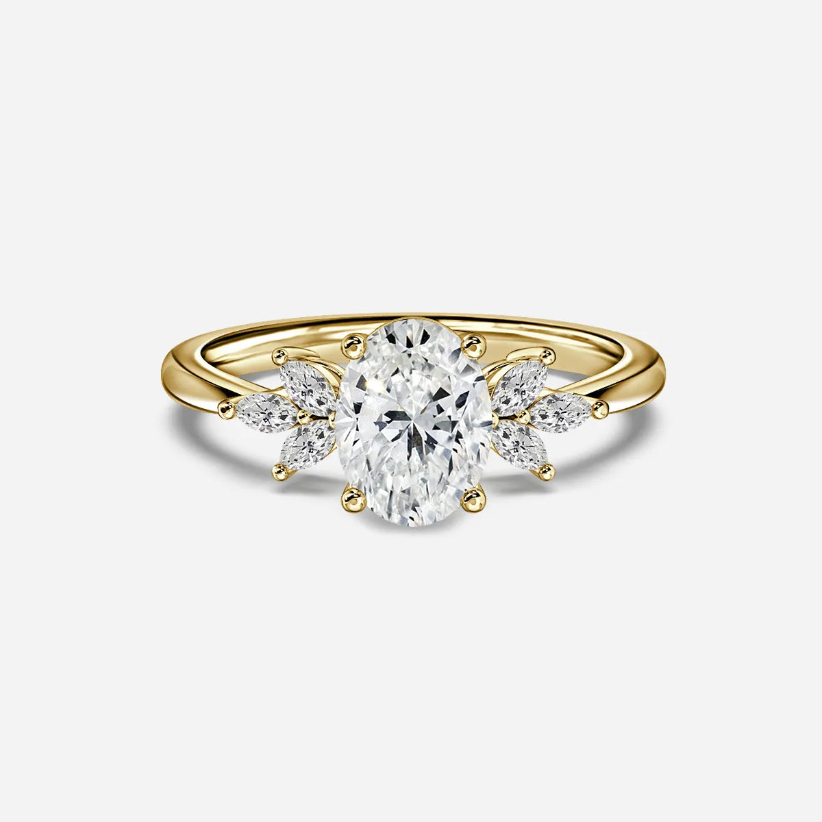 1.6 CT - 2.6 CT Oval Cut Cluster Moissanite Engagement Ring