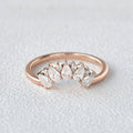0.3 TCW Pear & Round Moissanite Cluster Curved Wedding Band