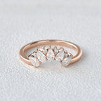 0.3 TCW Pear & Round Moissanite Cluster Curved Wedding Band