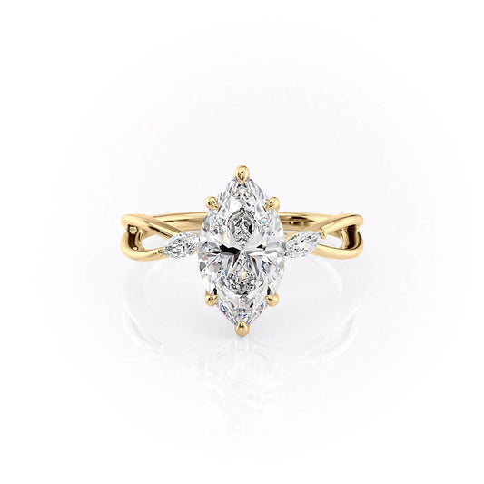 2 CT - 3 CT Marquise Cut Split Shank Cluster Moissanite Engagement Ring