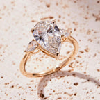 2.5 CT Pear Cut Three Stone Moissanite Engagement Ring