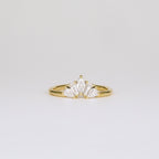 0.45 TCW Marquise, Tapered Baguette & Pear CVD Diamond Chevron Crown Wedding Band