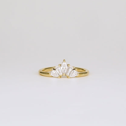 0.45 TCW Marquise, Tapered Baguette & Pear CVD Diamond Chevron Crown Wedding Band