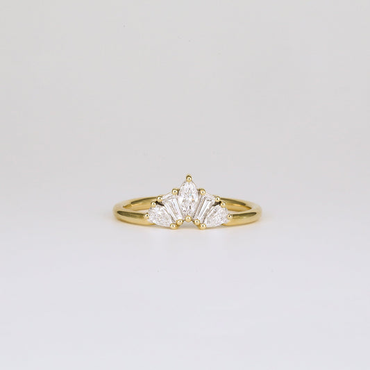 0.45 TCW Marquise, Tapered Baguette & Pear CVD Diamond Chevron Crown Wedding Band