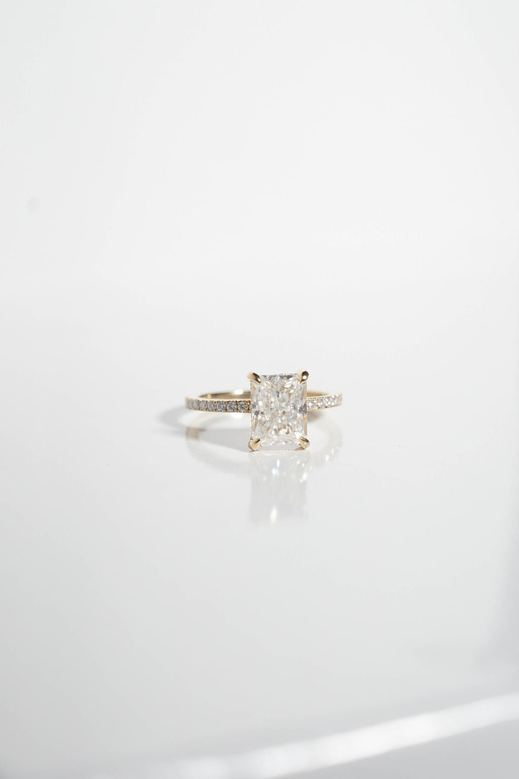 2 CT - 3 CT Radiant Cut Hidden Halo & Pave Moissanite Engagement Ring