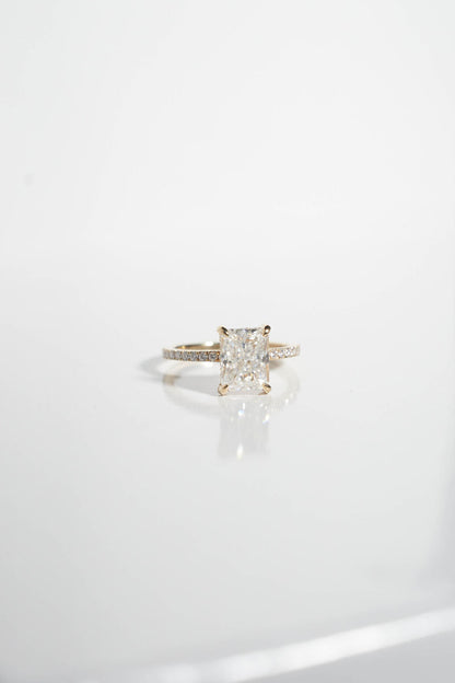 2 CT - 3 CT Radiant Cut Hidden Halo & Pave Moissanite Engagement Ring