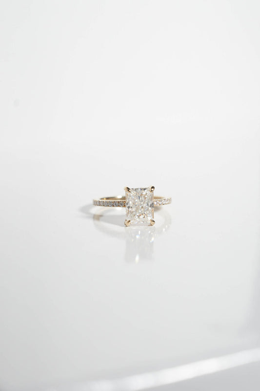 2 CT - 3 CT Radiant Cut Hidden Halo & Pave Moissanite Engagement Ring