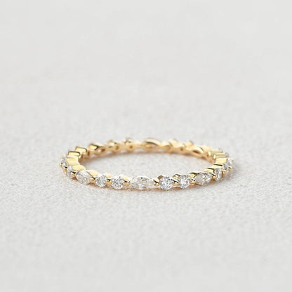 0.17 TCW Marquise & Round Moissanite Full Eternity Wedding Band