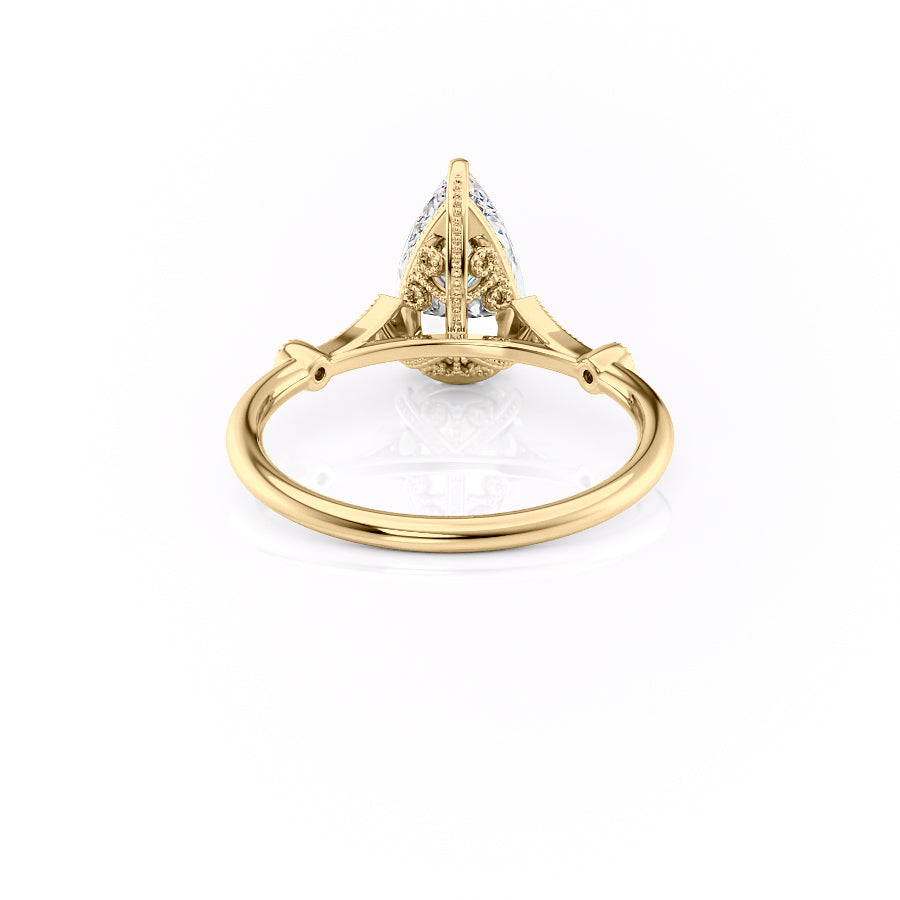 3 CT - 3.5 CT Pear Cut Milgrain Art Deco Style Moissanite Engagement Ring