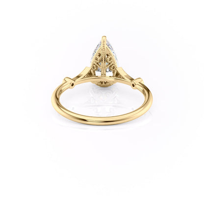 3 CT - 3.5 CT Pear Cut Milgrain Art Deco Style Moissanite Engagement Ring