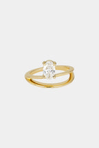 0.8 CT - 1.5 CT Oval Cut Lab grown Diamond Double Band Engagement Ring
