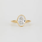 1 CT - 3 CT Oval Cut Lab grown Diamond Hidden Halo & Bezel Setting Engagement Ring