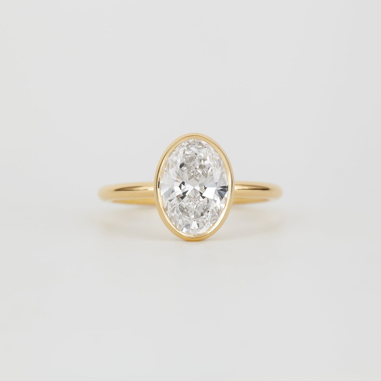 1 CT - 3 CT Oval Cut Lab grown Diamond Hidden Halo & Bezel Setting Engagement Ring