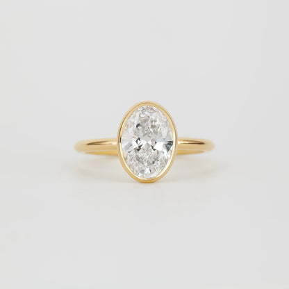 1 CT - 3 CT Oval Cut Lab grown Diamond Hidden Halo & Bezel Setting Engagement Ring