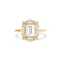 1.5 CT Emerald Cut Moissanite Florentine Mosaic Engagement Ring