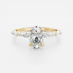 1.5 CT - 2.5 CT Oval Cut Pave Moissanite Engagement Ring