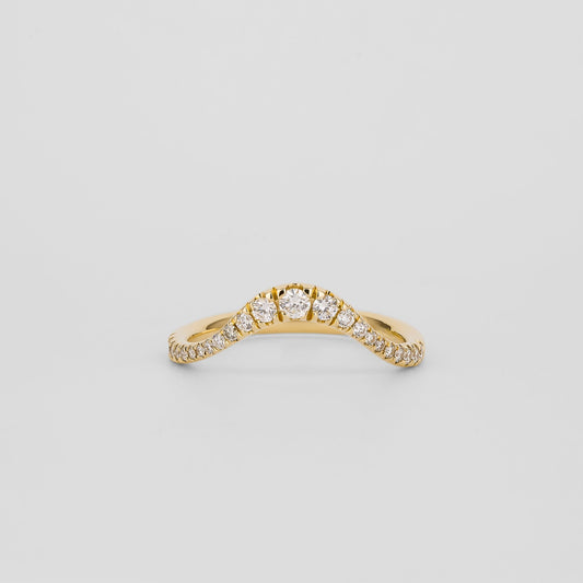 0.2 TCW Round CVD Diamond Curved Pave Wedding Band