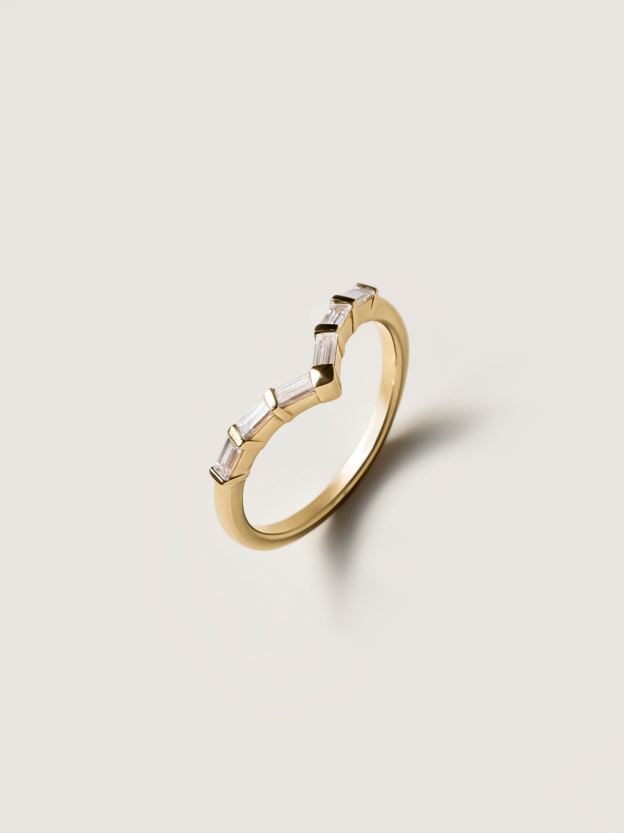 0.3 TCW Baguette CVD Diamond V-Shaped Wedding Band