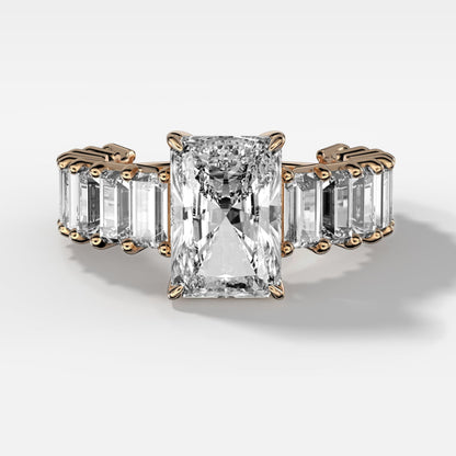 2 CT - 3 CT Radiant Cut Lab grown Diamond Pave Engagement Ring