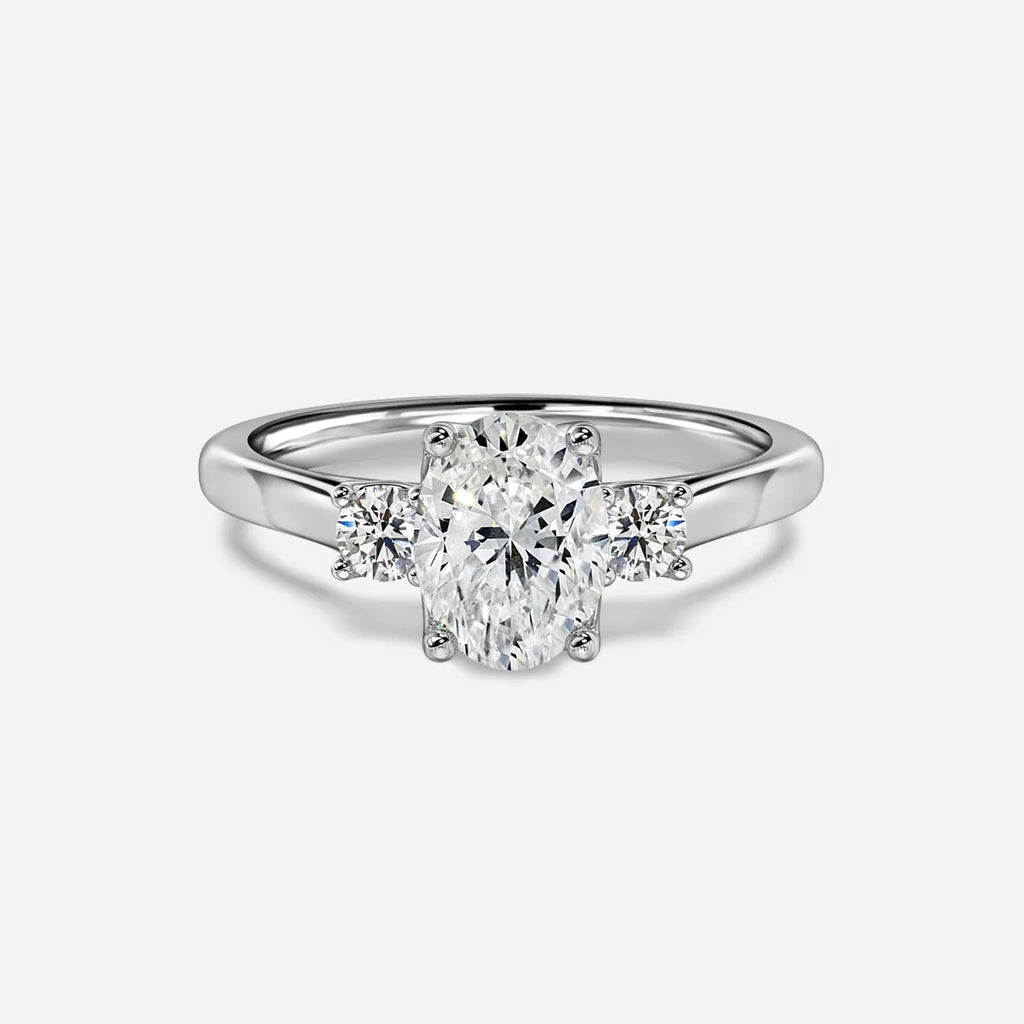 1 CT Oval Cut Three Stone Moissanite Engagement Ring