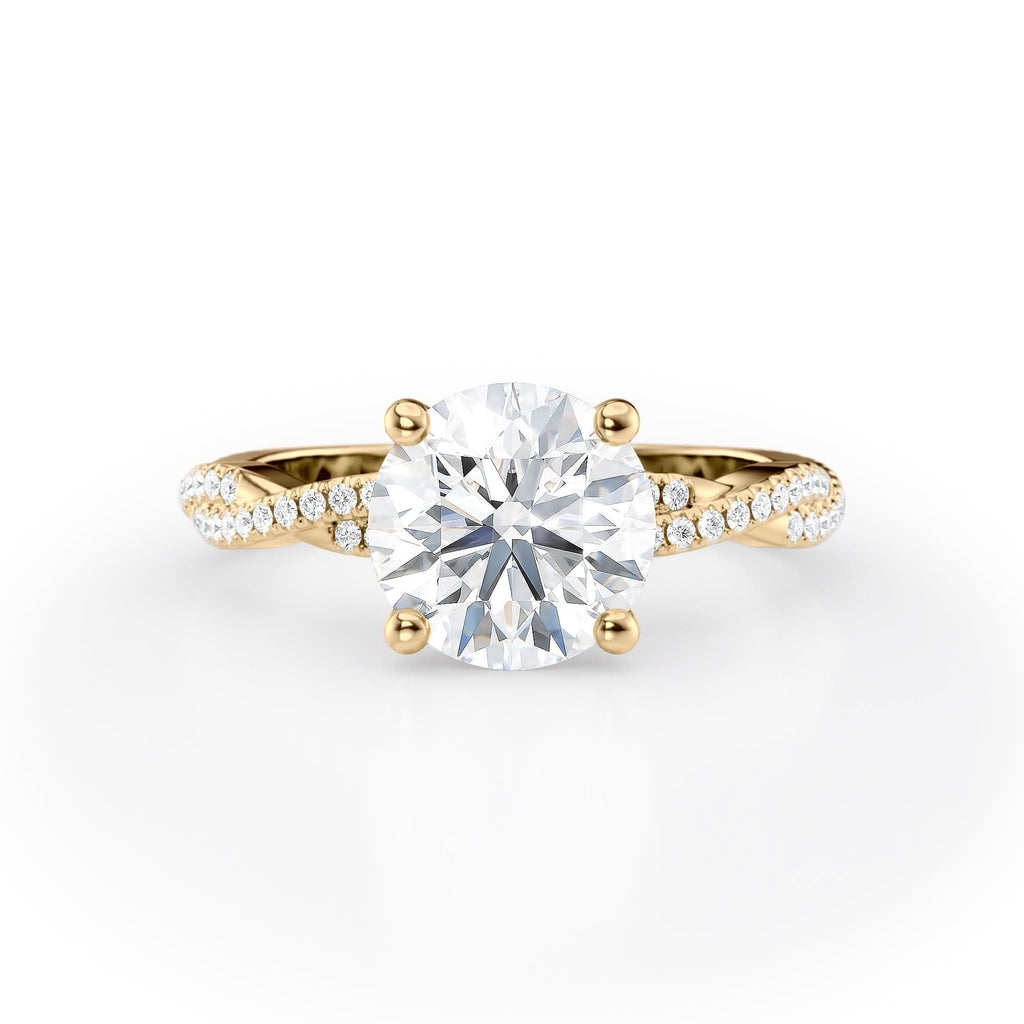 2 CT Round Cut Twisted Pave Moissanite Engagement Ring