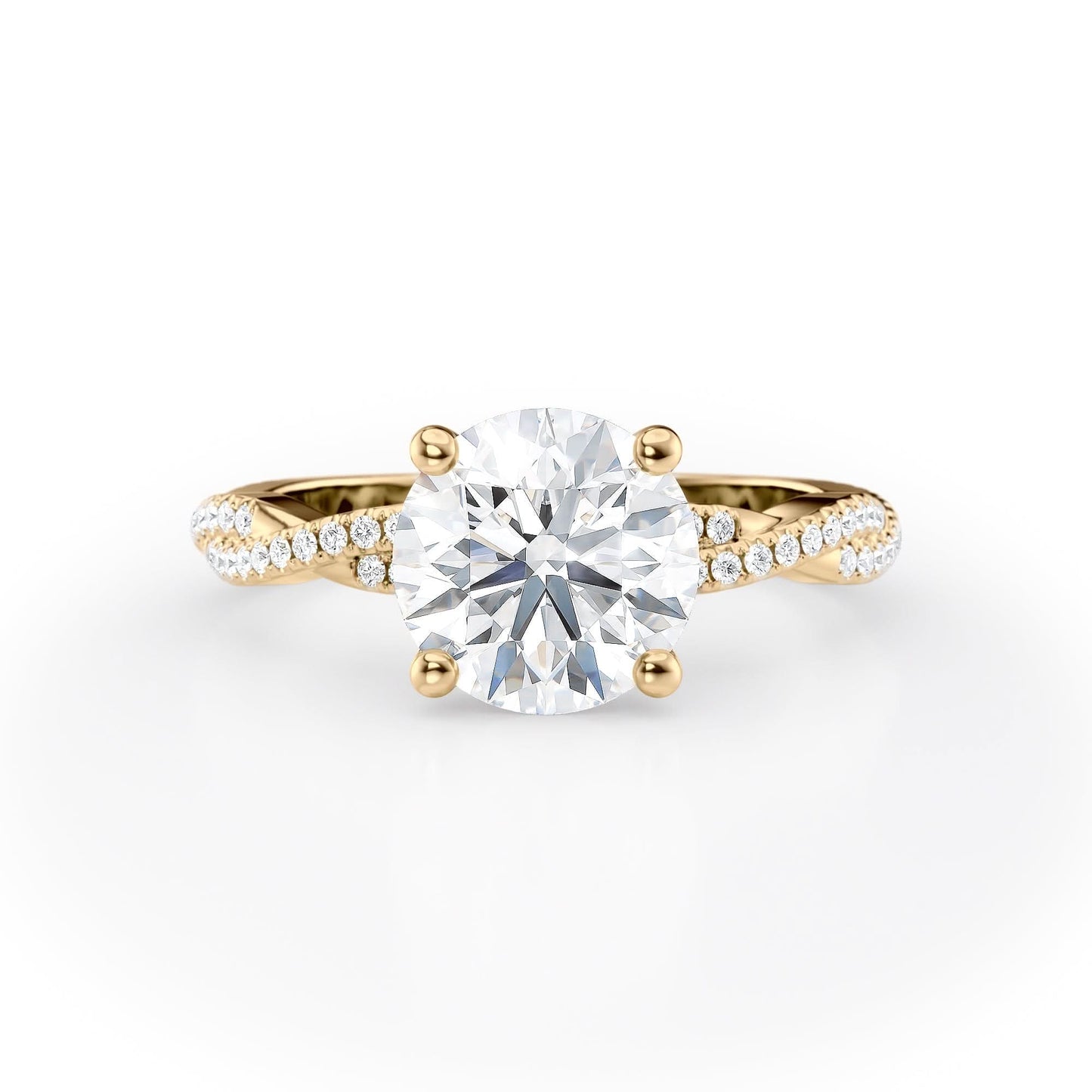 2 CT Round Cut Twisted Pave Moissanite Engagement Ring