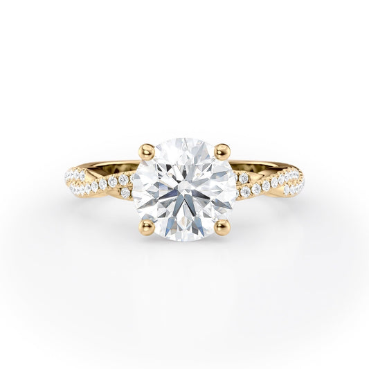 2 CT Round Cut Twisted Pave Moissanite Engagement Ring