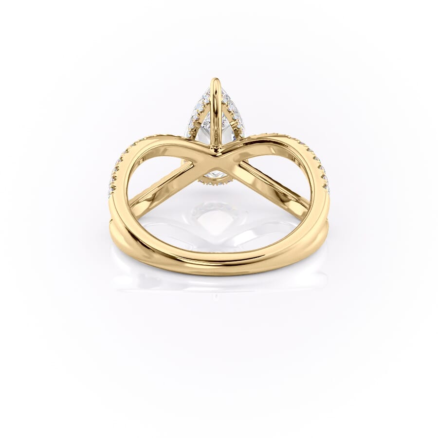 2 CT - 3 CT Pear Cut Criss-Cross Pave Moissanite Engagement Ring