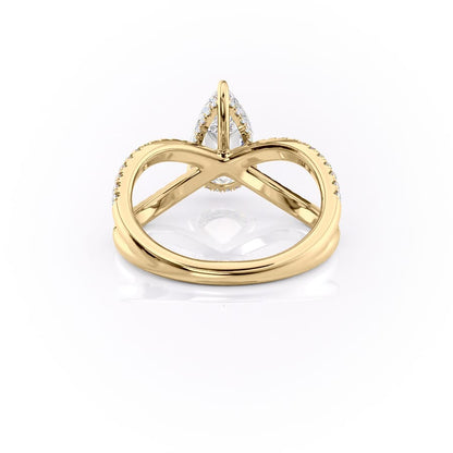 2 CT - 3 CT Pear Cut Criss-Cross Pave Moissanite Engagement Ring