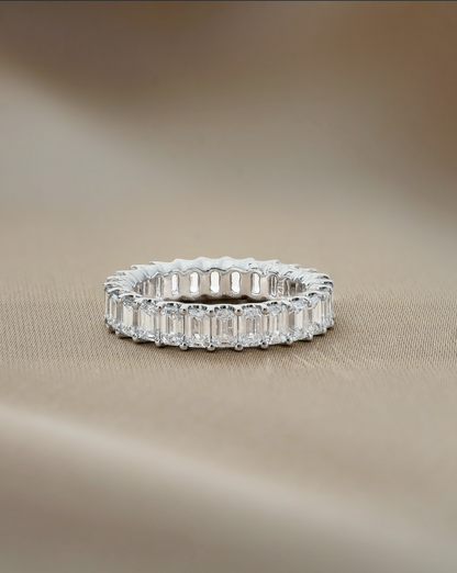 3.72 TCW Emerald CVD Diamond Full Eternity Wedding Band