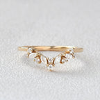0.12 TCW Marquise & Round Moissanite V-Shape Cluster Wedding Band