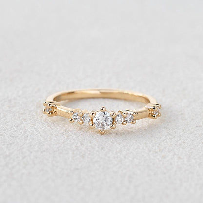 0.11 TCW Round Moissanite Scattered Wedding Band