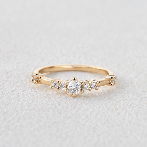 0.11 TCW Round Moissanite Scattered Wedding Band