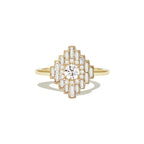 0.34 CT Round Cut Moissanite Art Deco Mosaic Engagement Ring