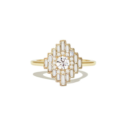 0.34 CT Round Cut Moissanite Art Deco Mosaic Engagement Ring