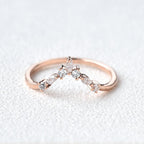 0.25 TCW Marquise & Round Moissanite V-Shape Pave Wedding Band