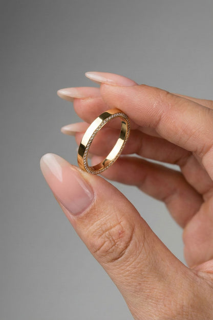 Round CVD Diamond Double Edge Pave Wedding Band