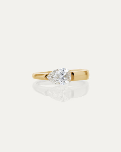 1 CT - 2 CT Pear Cut Lab grown Diamond Tension Setting Solitaire Engagement Ring