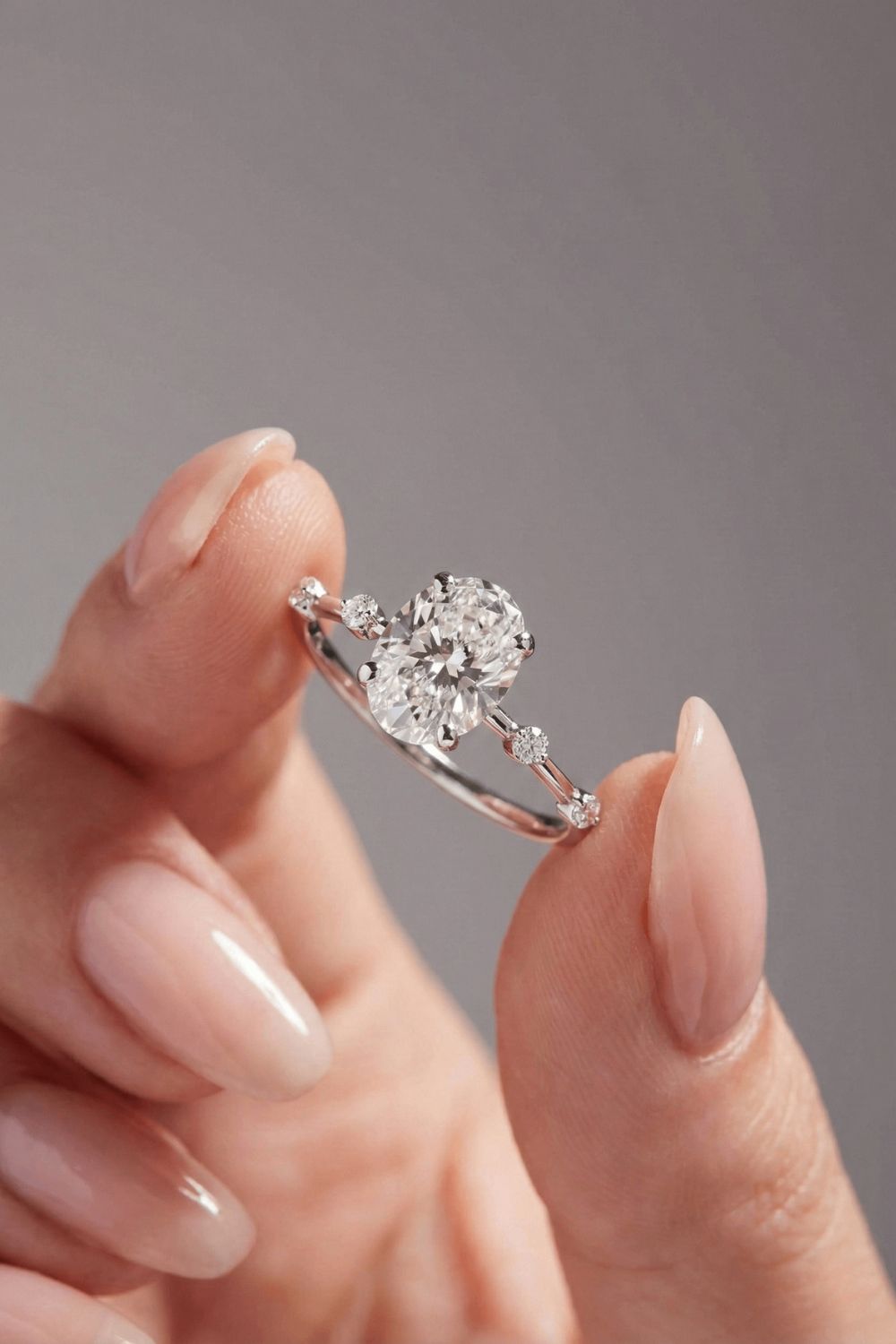 Oval Cut Dainty Moissanite Engagement Ring