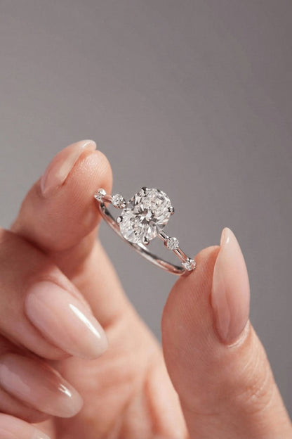 Oval Cut Dainty Moissanite Engagement Ring