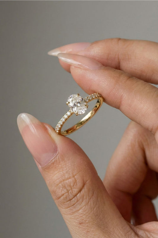 Oval Cut Lab grown Diamond Pave Engagement Ring