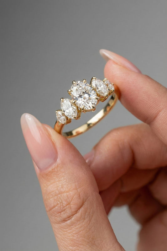 Oval Cut Lab grown Diamond Five Stone Engagement Ring