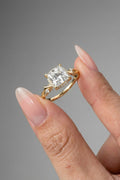 Princess Cut Halo Twig Style Moissanite Engagement Ring