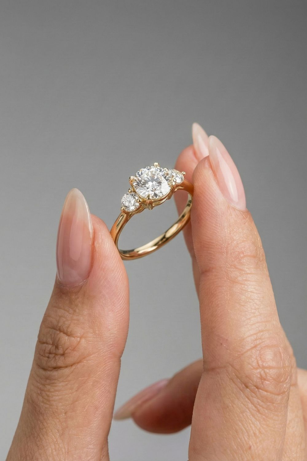 0.72 CT - 2.72 CT Round Cut Lab grown Diamond Three Stone Engagement Ring