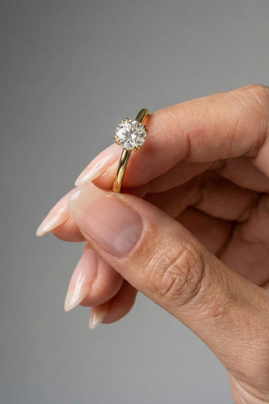 Round Cut Lab grown Diamond Solitaire & Double-Prong Engagement Ring