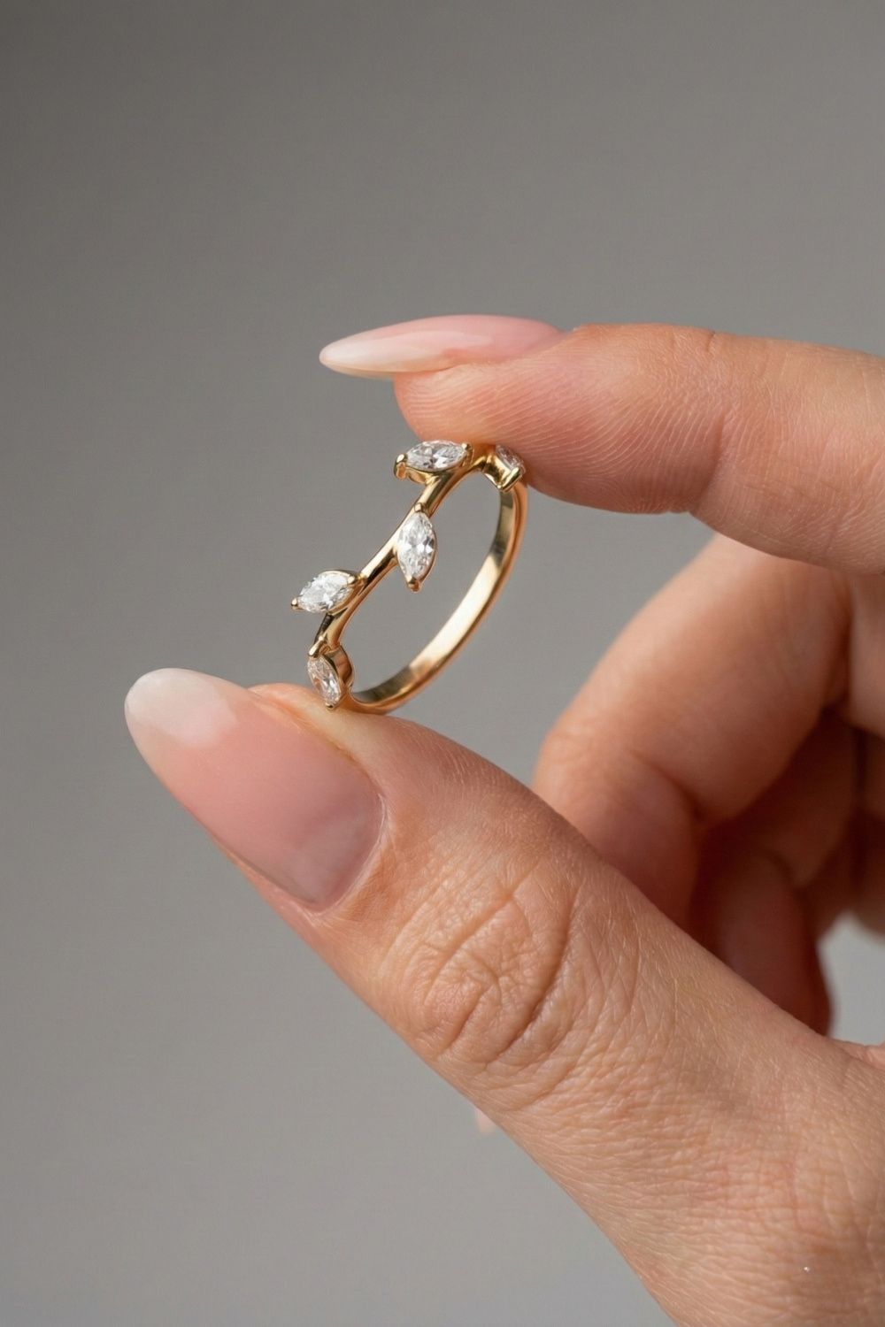 Marquise CVD Diamond Twig Wedding Band