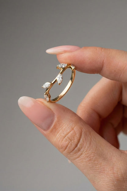 Marquise CVD Diamond Twig Wedding Band