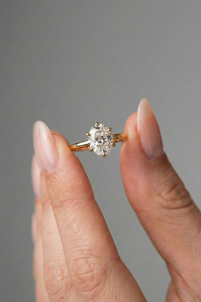 Oval Cut Lab grown Diamond Solitaire Stone Engagement Ring